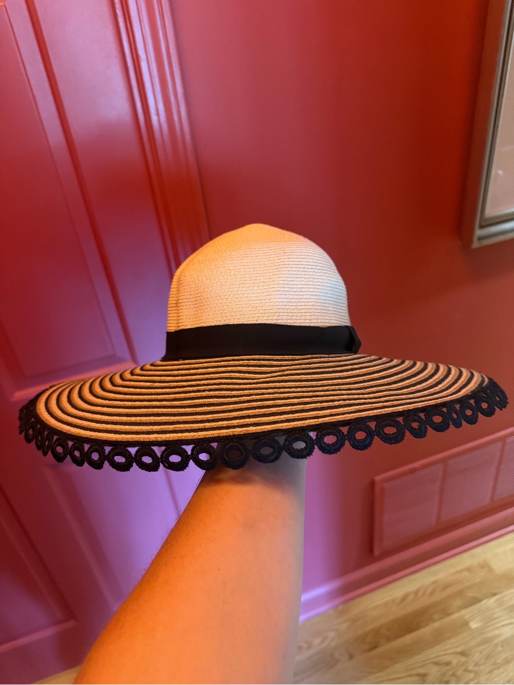 Eugenia Kim Two-Tone Straw Sun Hat in Beige and Black